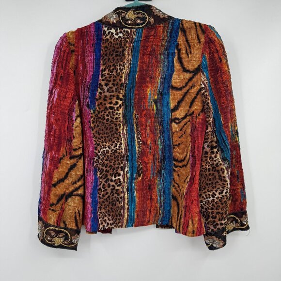 Colorful Beautiful Alberto Malaki Cardigan Woman’s size medium art to wear crink - Picture 8 of 11